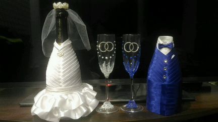 Декор для шампанского, свадебные аксессуары