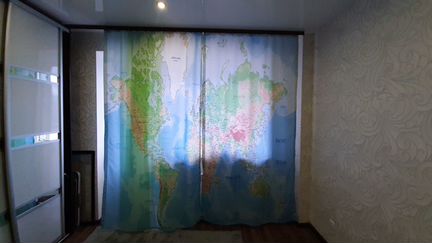 Шторы с фотопринтом (карта мира) из сатена