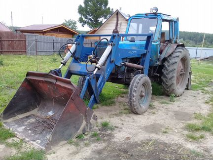 Трактор мтз-80 с куном и телегой