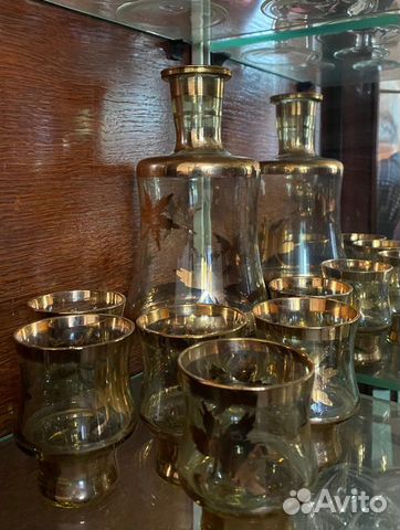 Штоф-графин с рюмками. Позолота. СССР