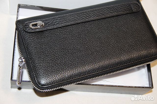 Мужской кожаный клатч портмоне Brioni black new