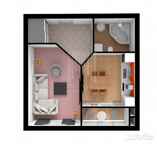1-к квартира, 45 м², 6/12 эт.