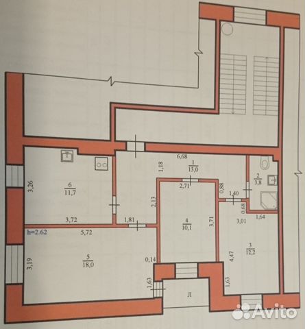 3-к квартира, 68.8 м², 5/5 эт.