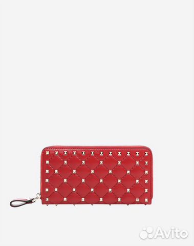 valentino red studded wallet