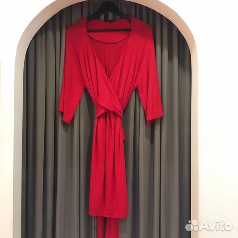 Красное платье для беременных (на животик) L-XL