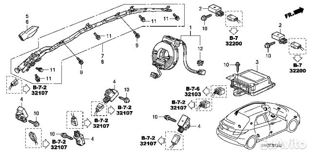 Хонда civic-5D.Блок SRS.(77960smgg11)