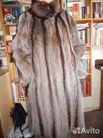 Шуба, енот, светло-серая. Made in Greece
