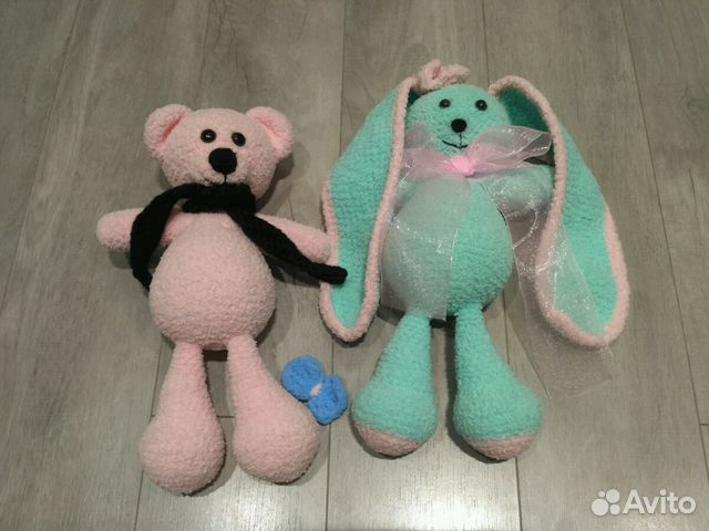 Заяц и медвежонок ручной работы