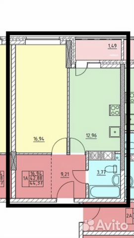 1-к квартира, 44.4 м², 15/22 эт. 1-к квартира, 44.4 м², 15/22 эт.