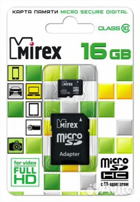 Карта памяти microSD (class 10) 16 Gb