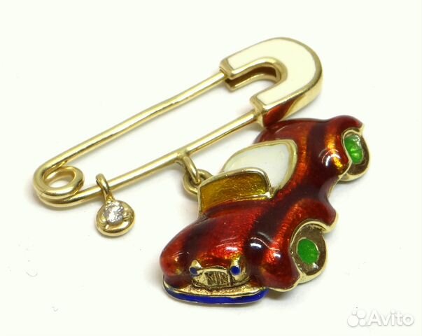 Золотая брошь Roberto Bravo с эмалью