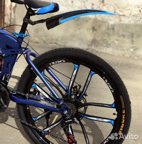 Велосипед на литых дисках. Синий. Складной. А43897