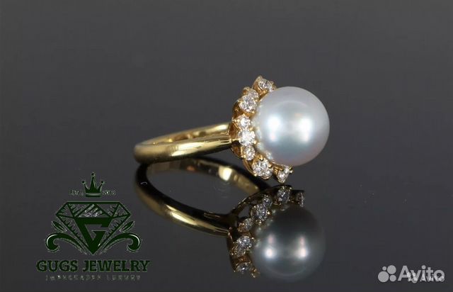 Новое золотое кольцо Mikimoto 7.5 гр 0.8 ct 3/4