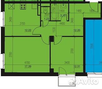 2-к квартира, 60 м², 3/25 эт. 2-к квартира, 60 м², 3/25 эт.