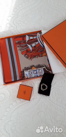Платок Hermes оригинал новый +кольцо для платка