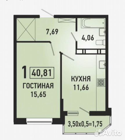 1-к квартира, 40.8 м², 7/20 эт.
