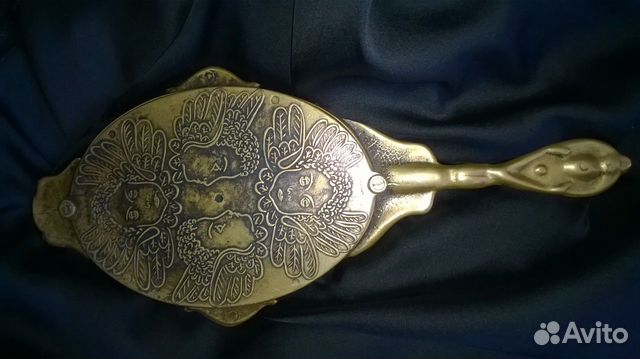 Старинное антикварное дамское зеркало бронза 19в Старинное антикварное дамское зеркало бронза 19в