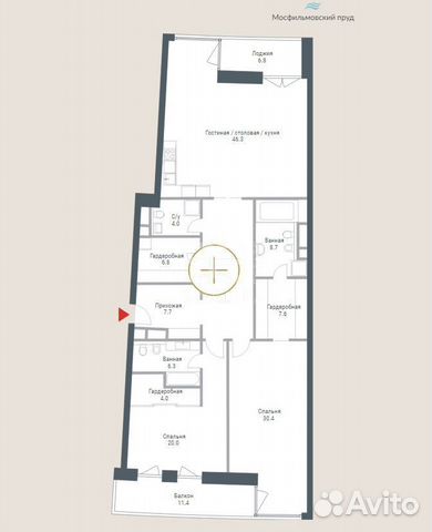 3-к квартира, 168.8 м², 2/8 эт.