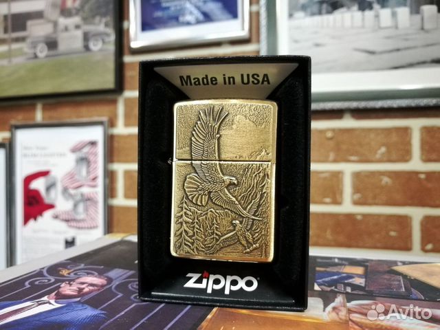 Зажигалка Zippo Орел Emblem Brushed Brass 20854 купить в Уфе 