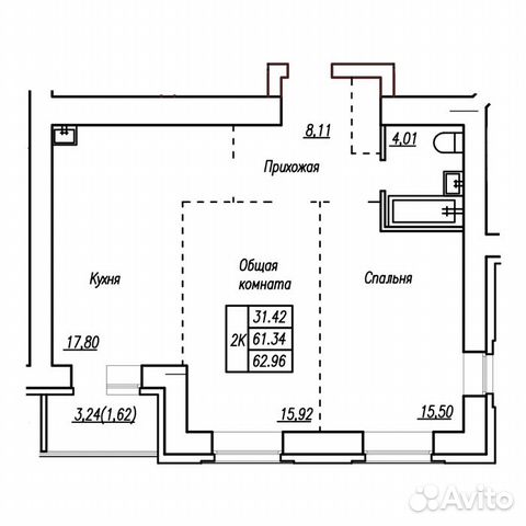 2-к квартира, 63 м², 7/12 эт. 2-к квартира, 63 м², 7/12 эт.