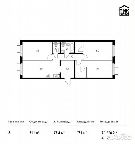 3-к квартира, 81.1 м², 22/25 эт. 3-к квартира, 81.1 м², 22/25 эт.