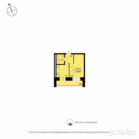 1-к квартира, 34.6 м², 4/16 эт.