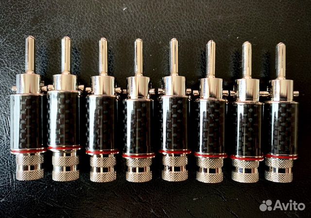Комплект 8шт коннектор цанговый банан карбон родий Комплект 8шт коннектор цанговый банан карбон родий
