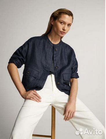Бомбер женский Massimo Dutti новый, лен, размер M