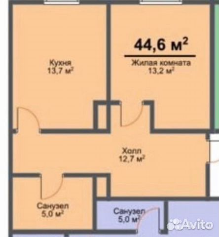 1-к квартира, 45 м², 3/3 эт.