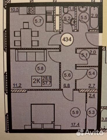 2-к квартира, 58 м², 9/23 эт. 2-к квартира, 58 м², 9/23 эт.