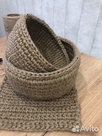 Корзины салфетки коврик из джута и шпагата