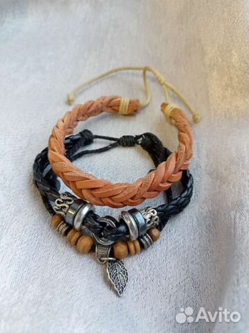 Кожаный плетеный браслет