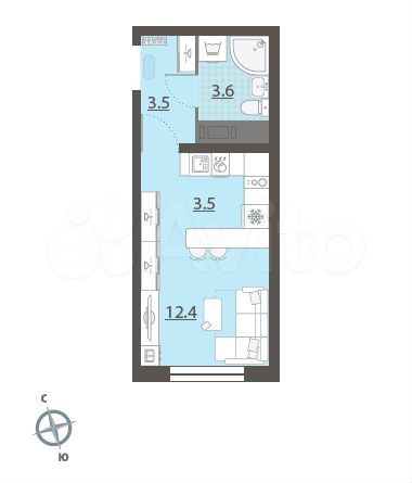 Квартира-студия, 23,3 м², 11/25 эт.