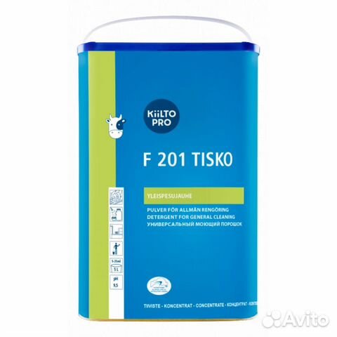 Моющий порошок Kiilto F 201 tisko pH 10,0, 8 кг