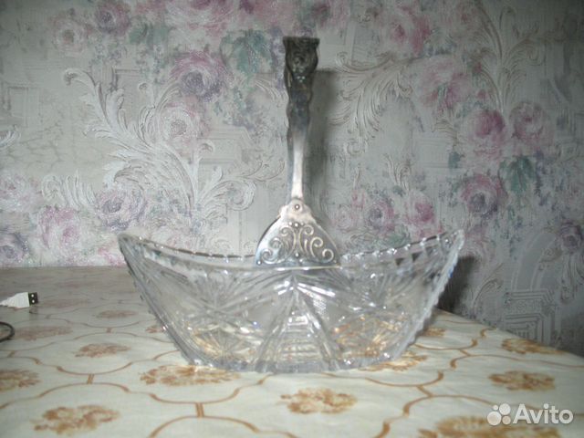 Хрустальная ладья с мельхиоровой ручкой СССР