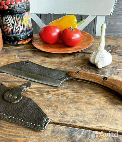 Нож-тяпка для мяса сталь Х45, кованый, ручка ясень