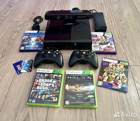 Xbox 360 E + kinect + 2 геймпада + игры