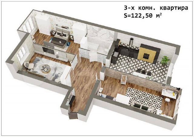 3-к. квартира, 122,5 м², 2/10 эт.
