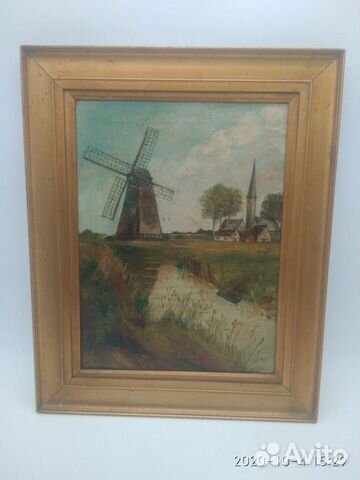 Картина Старая мельница холста, масло, рама дерево