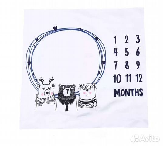 Пелëнка детская фотофон для фото по месяцам 1 год