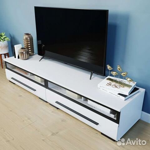 Тумба под тв белый глянец 