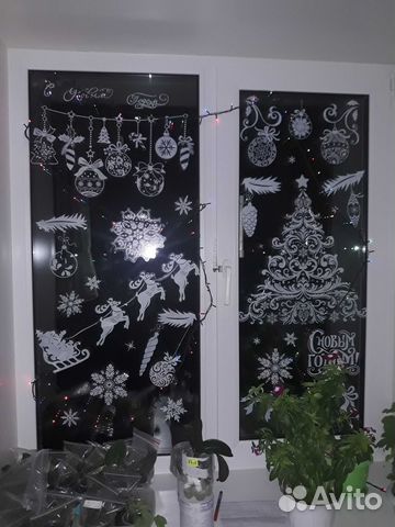 Новогодние наклейки на окна