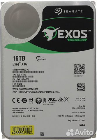 Жесткий диск Seagate Exos X16 16 Тб ST16000NM001G