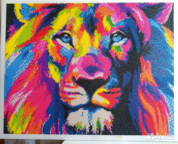 Готовая картина Алмазная мозаика Лев 40*50