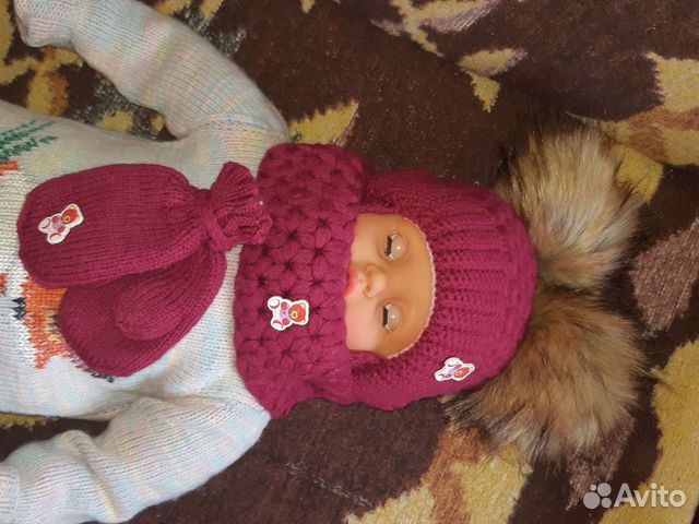 Комплект шапка, шарф и варежки