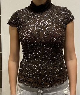 Кофта с коротким рукавом с пайетками