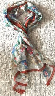 Очень большой прозрачный палантин/шарф шёлк с виск