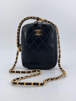 Женская сумка Chanel чехол на цепочке черная новая