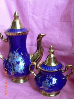 Сервиз кофейный прошлого века, кобальт, золот