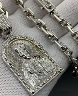 Золотая цепь с иконой Николая Чудотворца